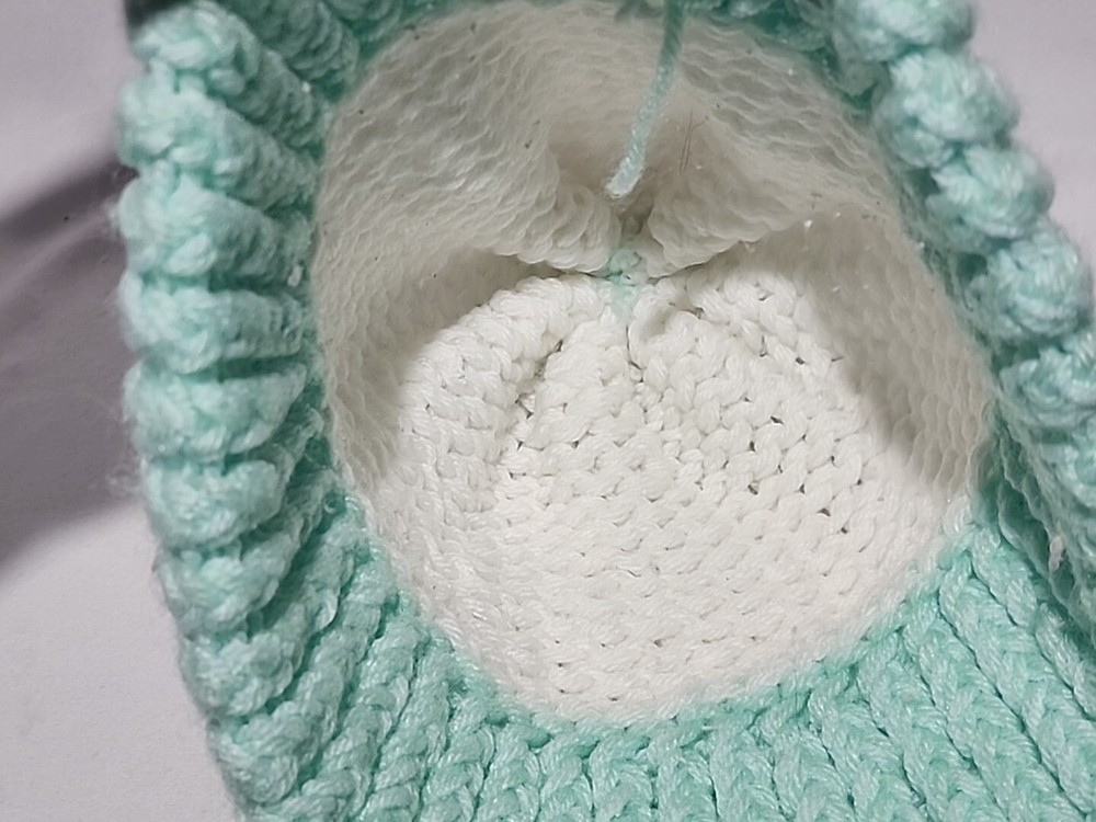 Aqua White Handmade Crocheted Beanie