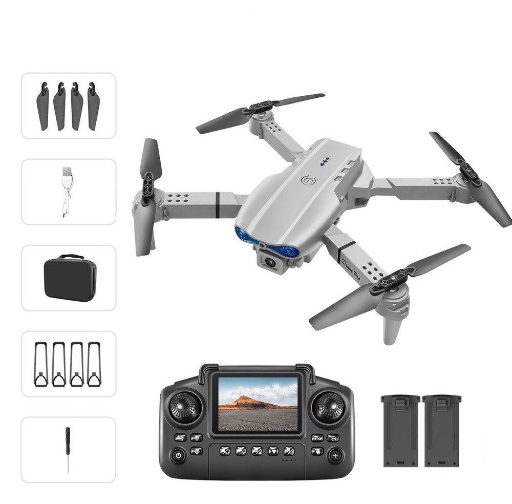 E99 Max Drone Screen Controller, 2 batteries, Altitude Hold, One Key Take Grey