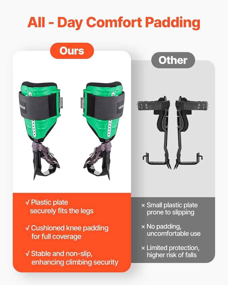Tree Climbing Spikes Set, 1 Pair Height-Adjustable Climbing Spurs with Security