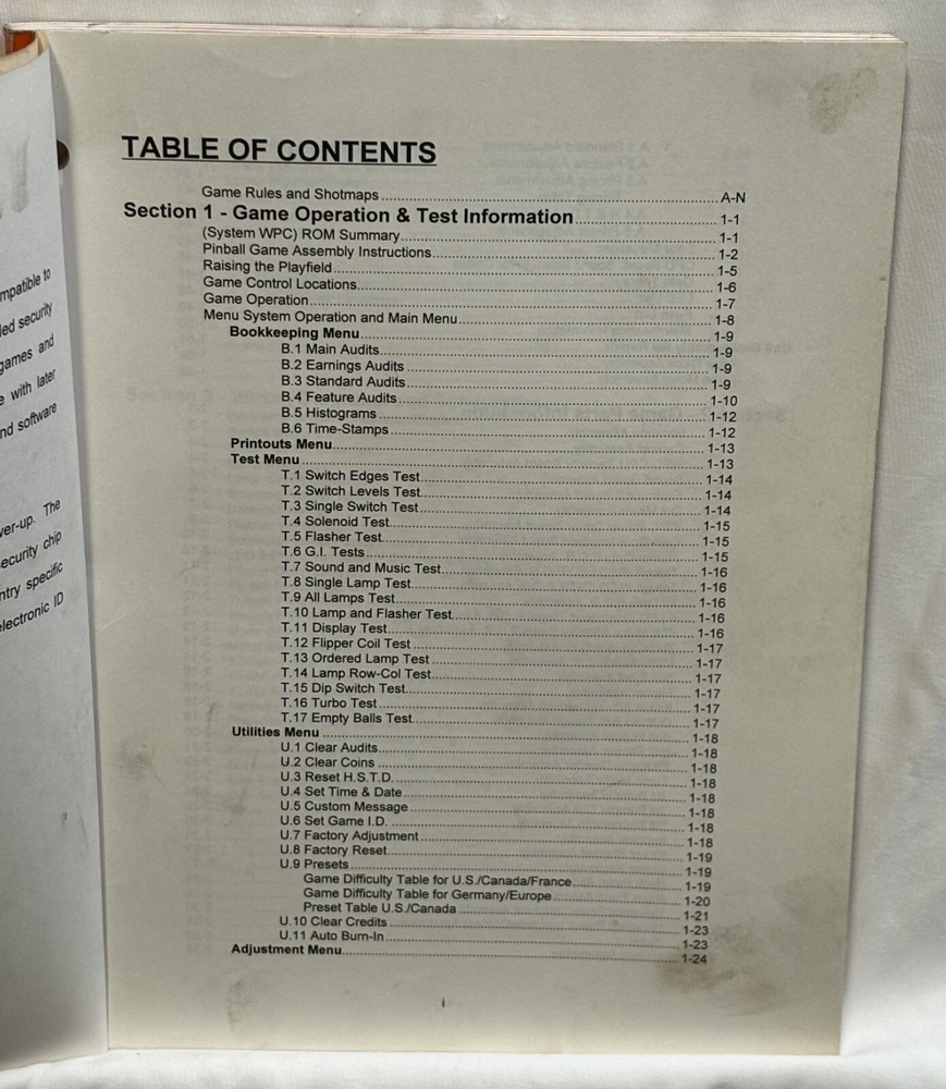 ORIGINAL-BALLY-INDIANAPOLIS 500-OPERATIONS MANUAL