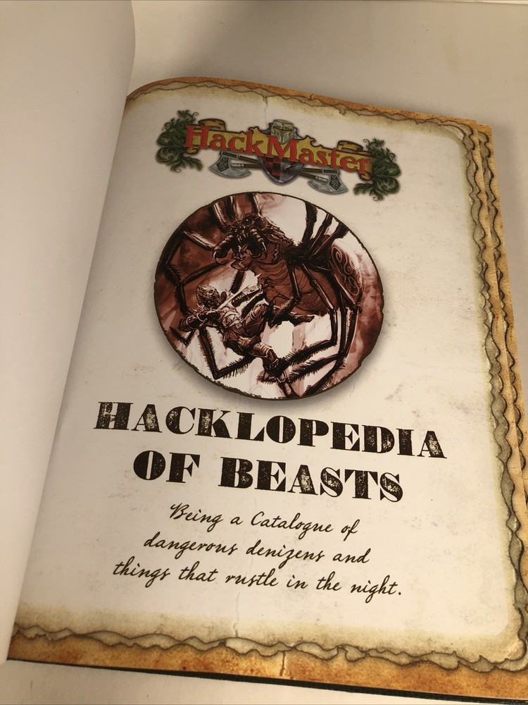 HACKMASTER HACKLOPEDIA OF BEASTS Hardcover RPG Bestiary Rule book Kenzer