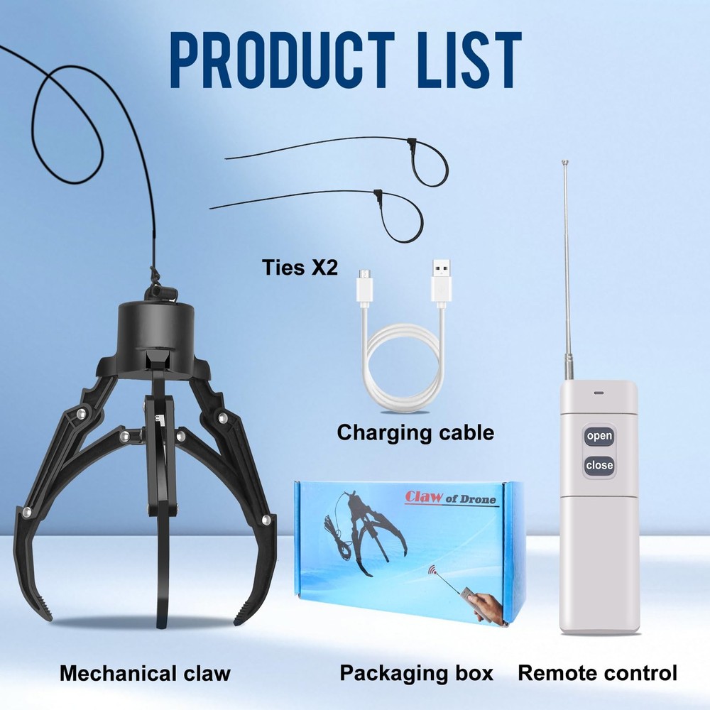 Drone Grasping & Airdrop System - Mantis Mechanical Claw Hook Large, Black