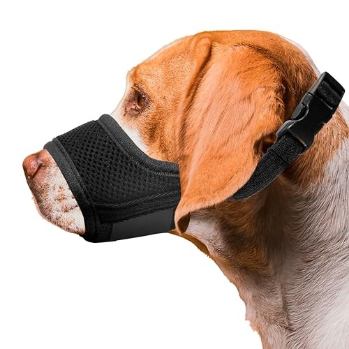 Dog Muzzle, Soft Breathable Muzzle for Medium Large Dogs, Air Mesh Black Small