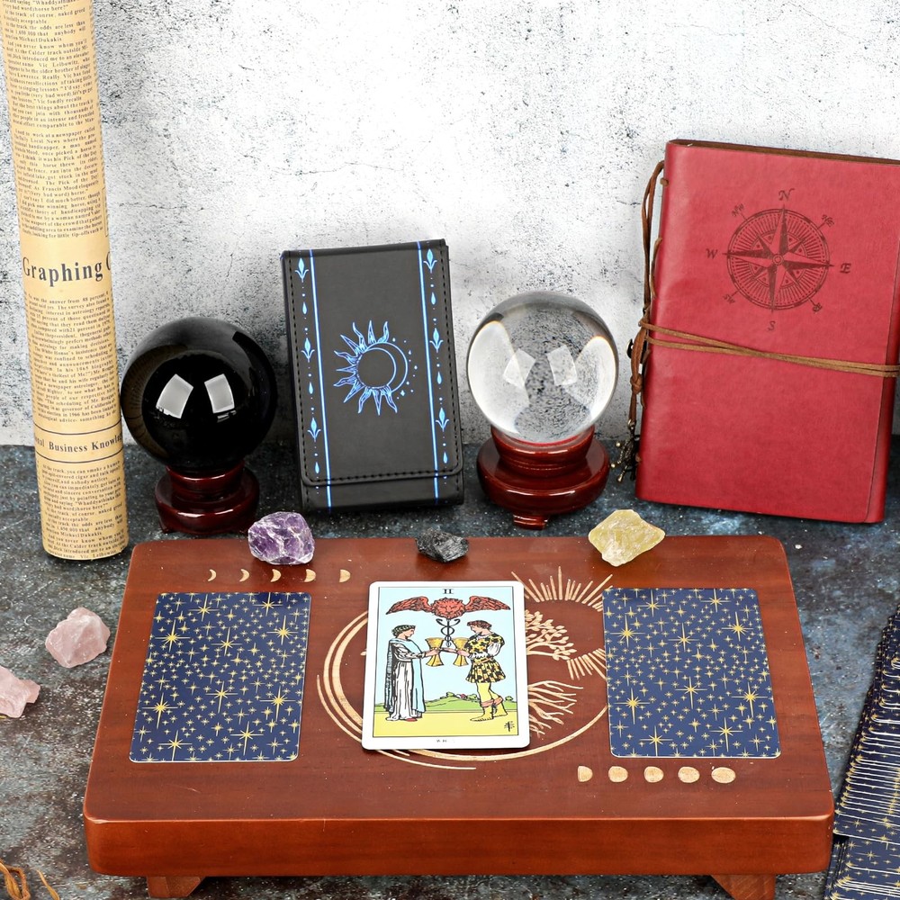 PU Leather Tarot Card Protective Case, Sun Moon Pattern Design Tarot Deck Sto...