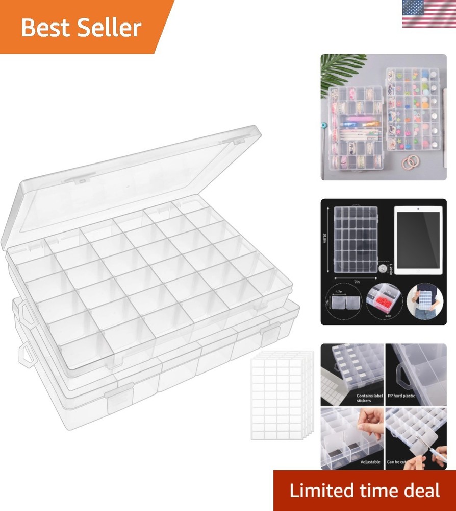 36-Compartment Clear Plastic Organizer Box - Adjustable Tackle & Jewelry Storage