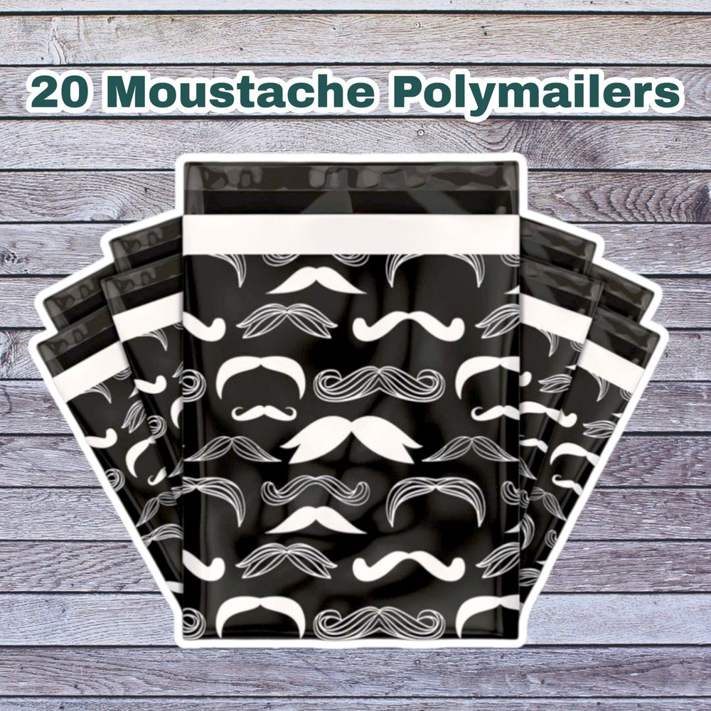 20 Mustache 10x13 Poly Mailers