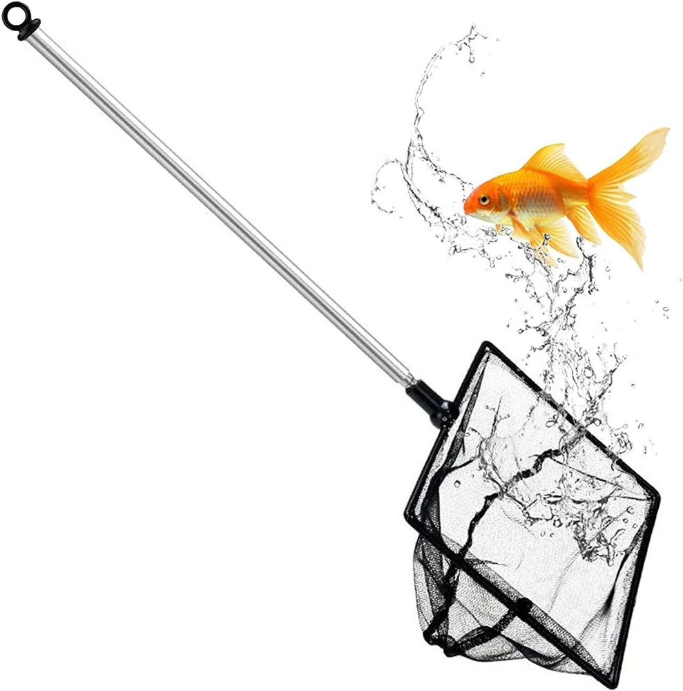 Extendable Aquarium Fish Net - 4" Fine Mesh with 9-24" Stainless Handle