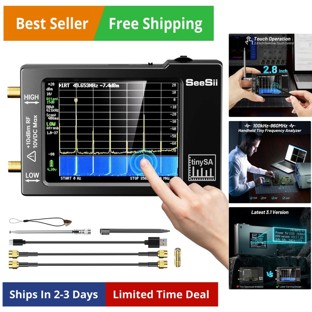 Portable Spectrum Analyzer, Upgraded V0.3.1 Handheld Tiny Frequency Analyzer ...