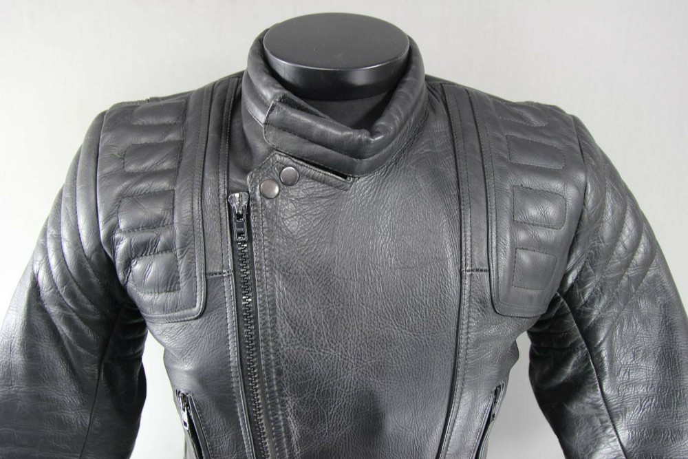CLASSIC BLACK JT'S LEATHER BIKER JACKET 36 INCH