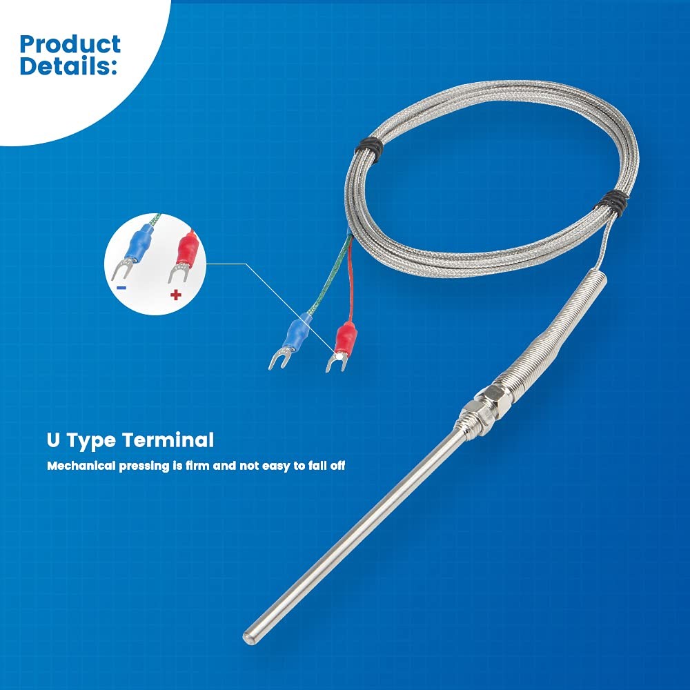 K-Type Thermocouple Temperature Sensors Probe Length 100mm(2M)
