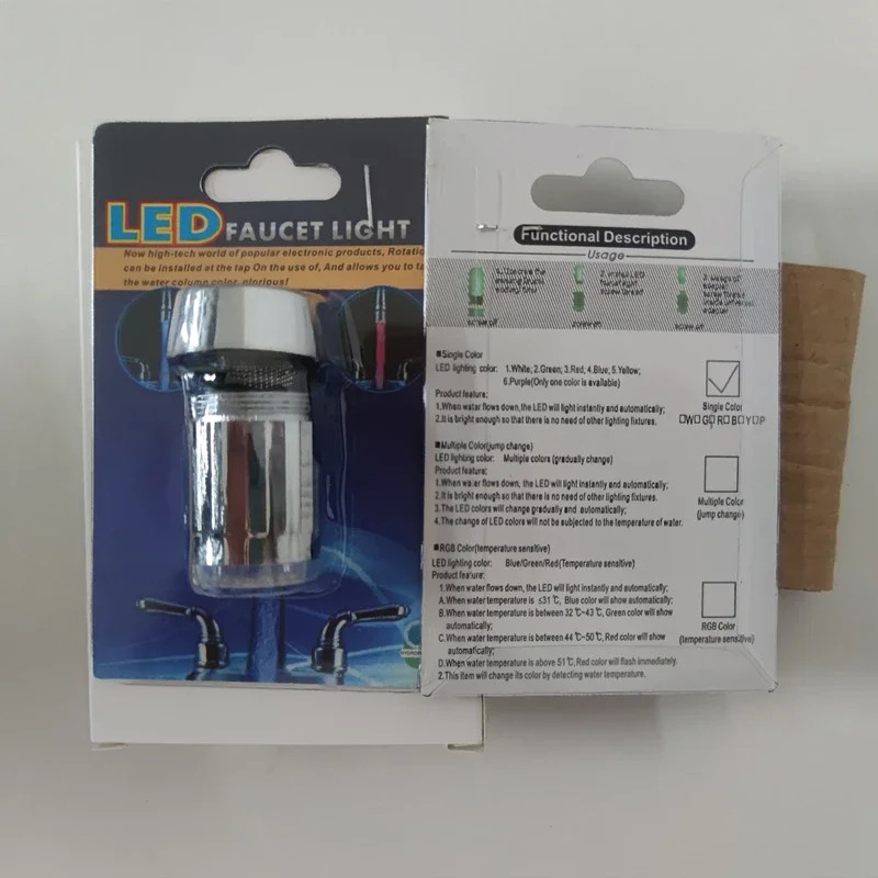 LED Temperature Sensitive Faucet Water Saving Kitchen Bathroom Sensor 7 Color Ch