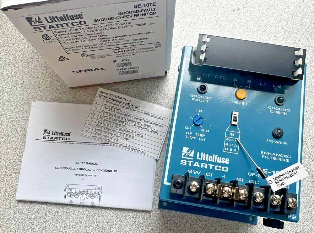 NEW LittleFuse Startco SE-107E Ground-Fault Ground-Check Monitor
