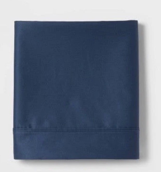 Threshold KING 400 Thread Count Performance Flat Sheet Graphite Blue NEW