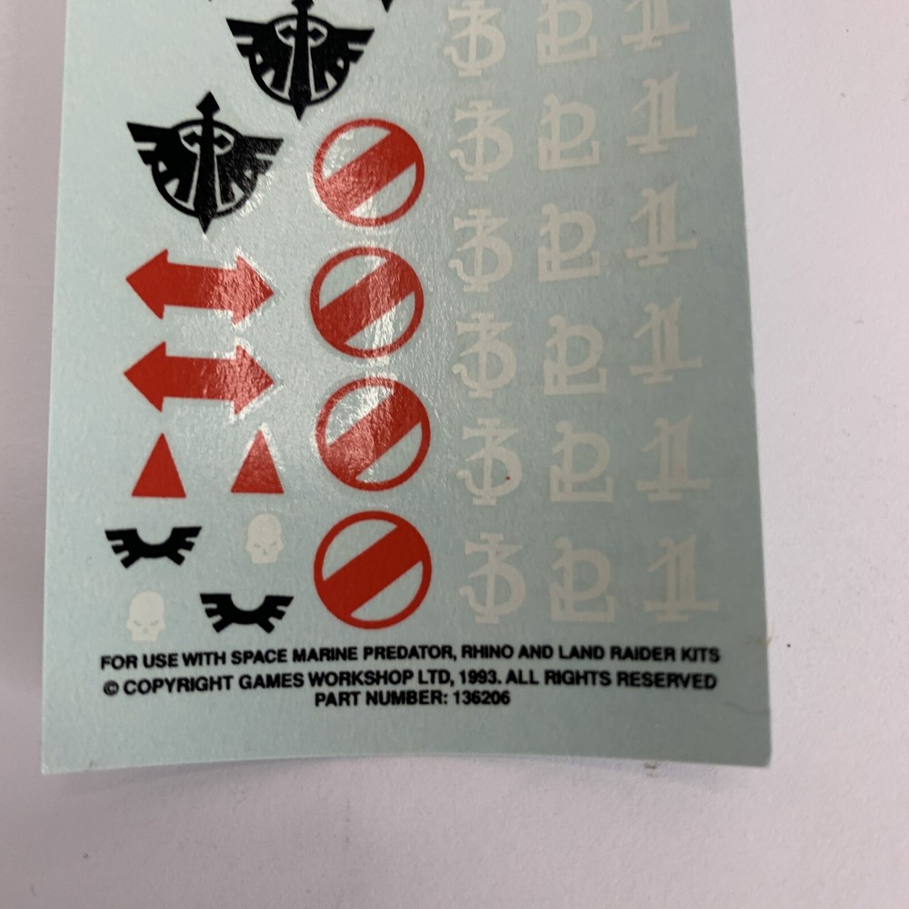 Dark Angels OOP Transfer Sheet Warhammer 40k Decals Decal