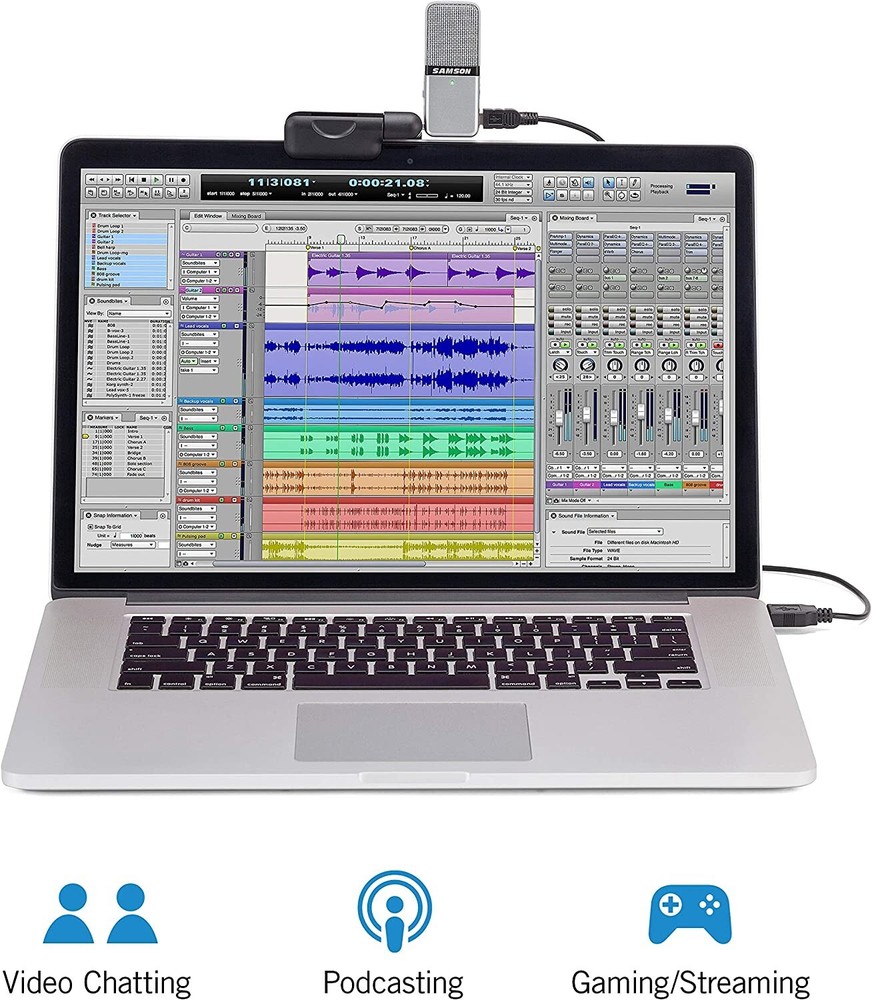 Samson Go Mic Portable USB Condenser Microphone for Mac and PC Computers Silver