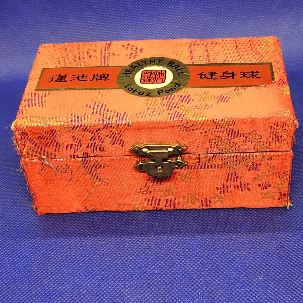 Chinese Cloisonné Baoding Balls Healing Meditation Dexterity Red Silk Case