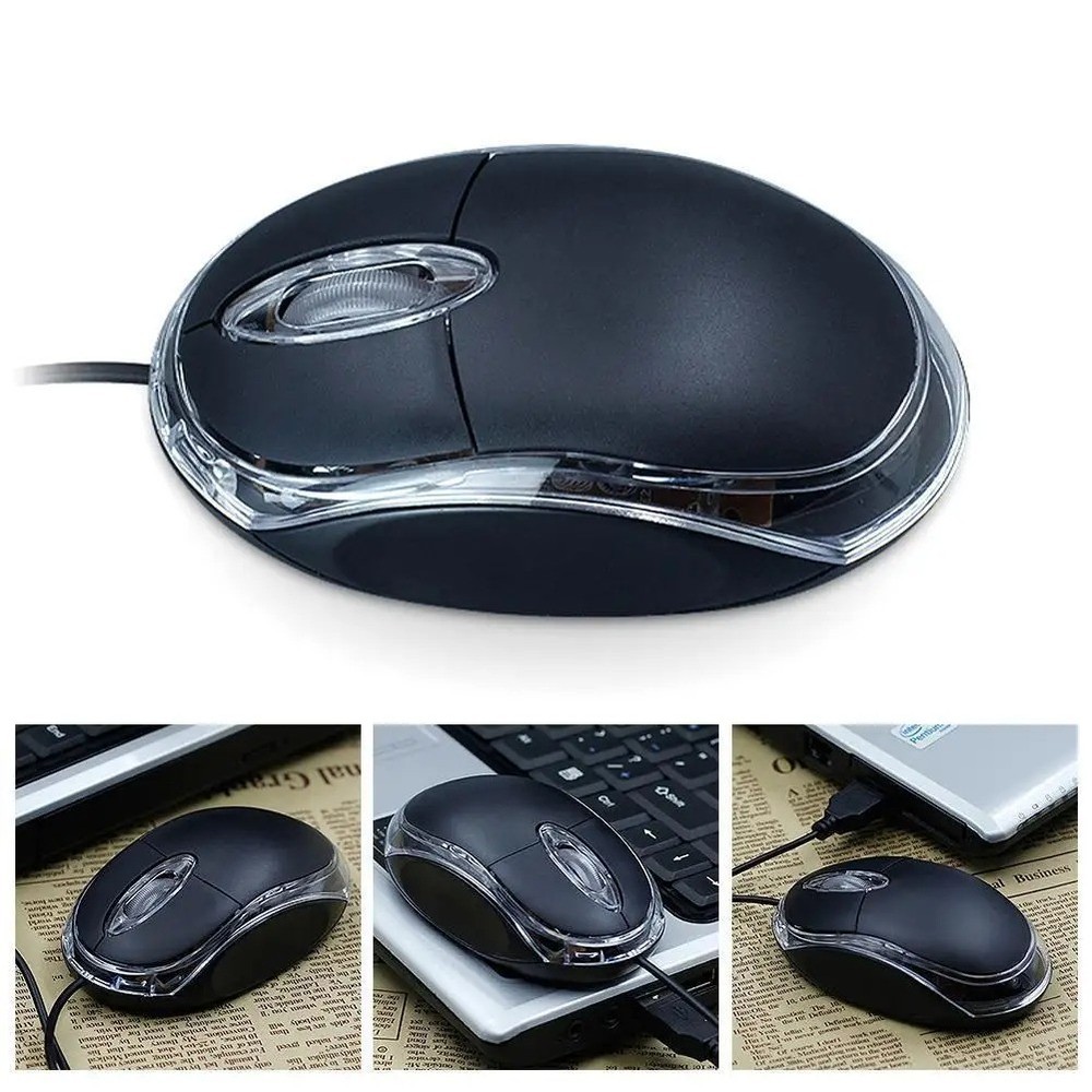 Wired USB Optical Mouse for PC, Laptop, Computer, Scroll Wheel, LED NEW
