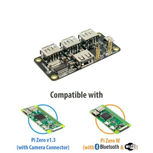 4-Port Stackable USB Hub HAT for Raspberry Pi Zero W V1.3 & Pi Zero W /2W with