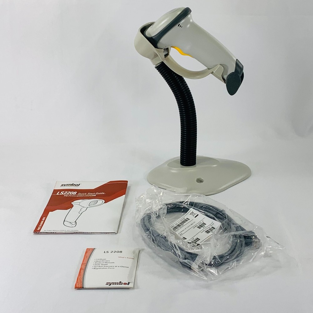 Symbol LS2208 Handheld Barcode Scanner W/Stand USB Cable