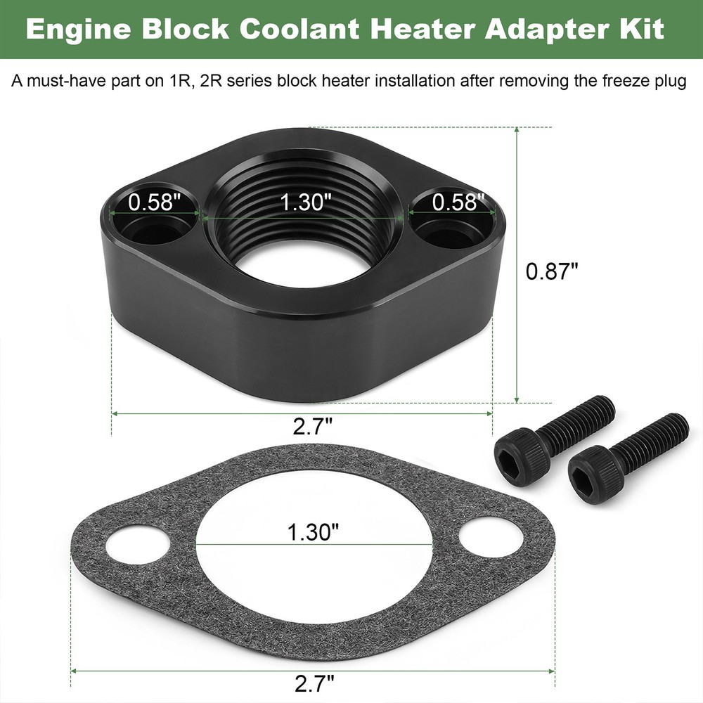 Engine Block Coolant Heater Adapter Kit For John Deere Compact Utility Tractors