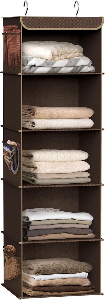 5 Shelf Hanging Closet Organizer, Brown