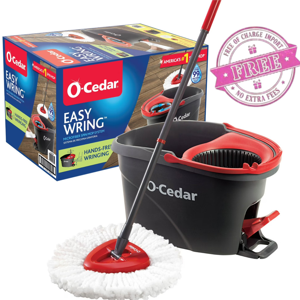 O-Cedar EasyWring Spin Mop & Bucket System Microfiber Floor Cleaning 1 Mop Head