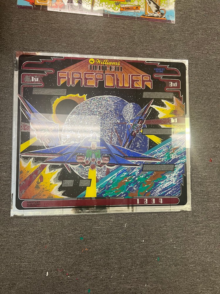 FIREPOWER Pinball BACKGLASS by WILLIAMS 1980