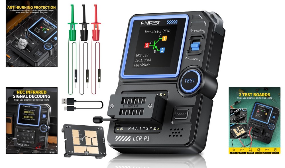 Versatile Black Transistor Tester with Infrared Analysis and Auto-Identification