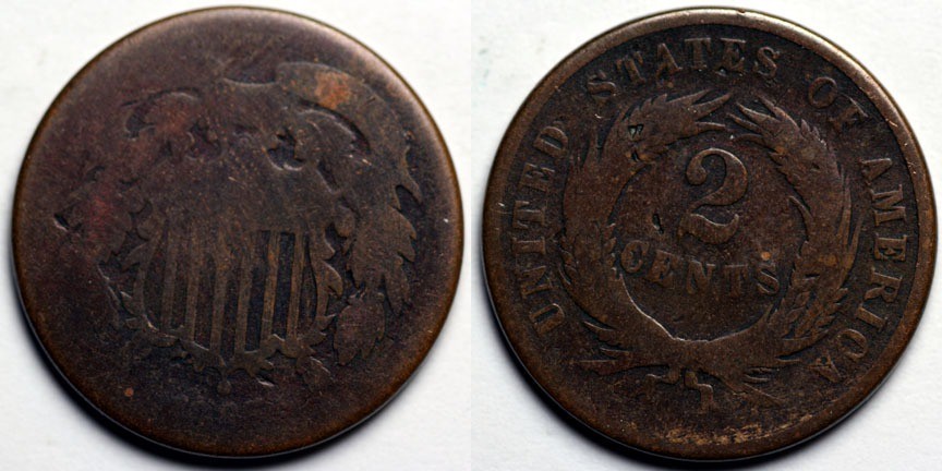 1865  Two Cent Piece