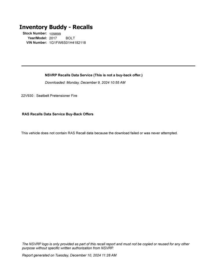 Dash Panel Without Pre-crash System Fits 17-21 BOLT 10295643