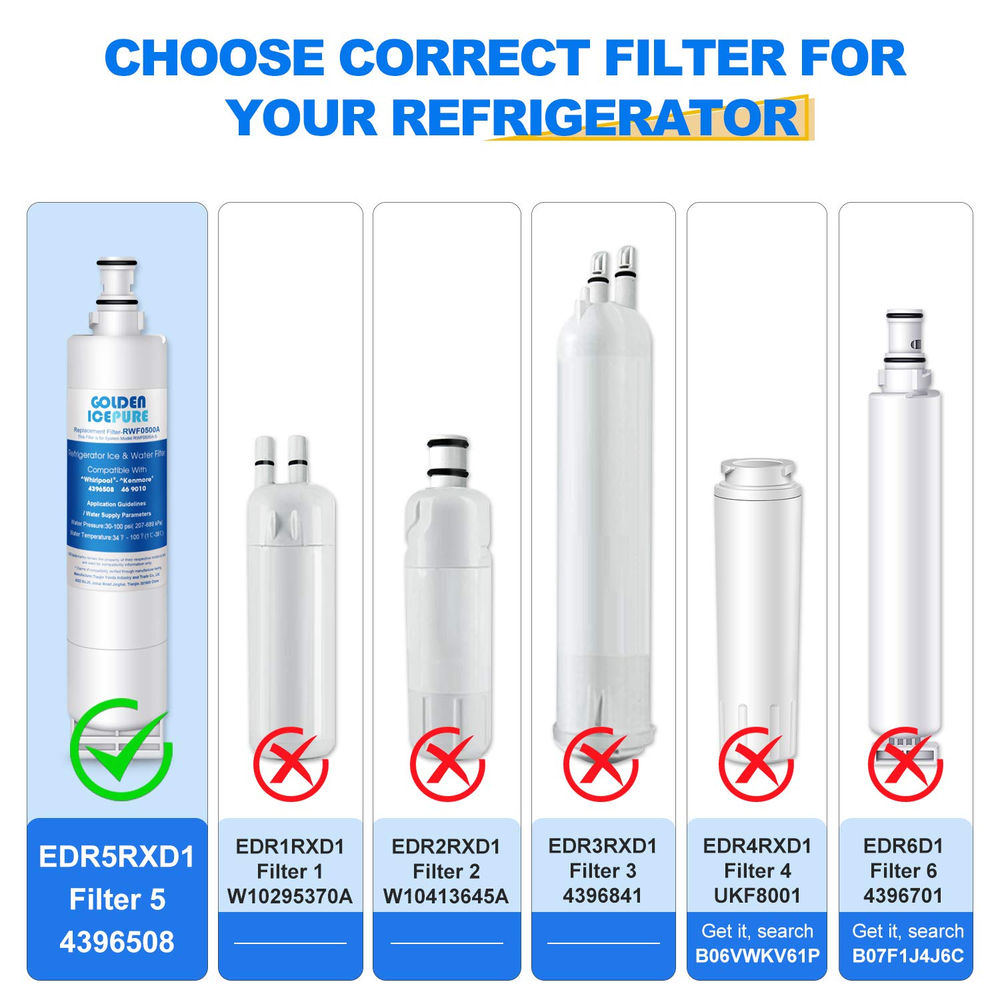 4 PACK Compatible With 4396508 RWF1020 RFC0500A Refrigerator Water Filter