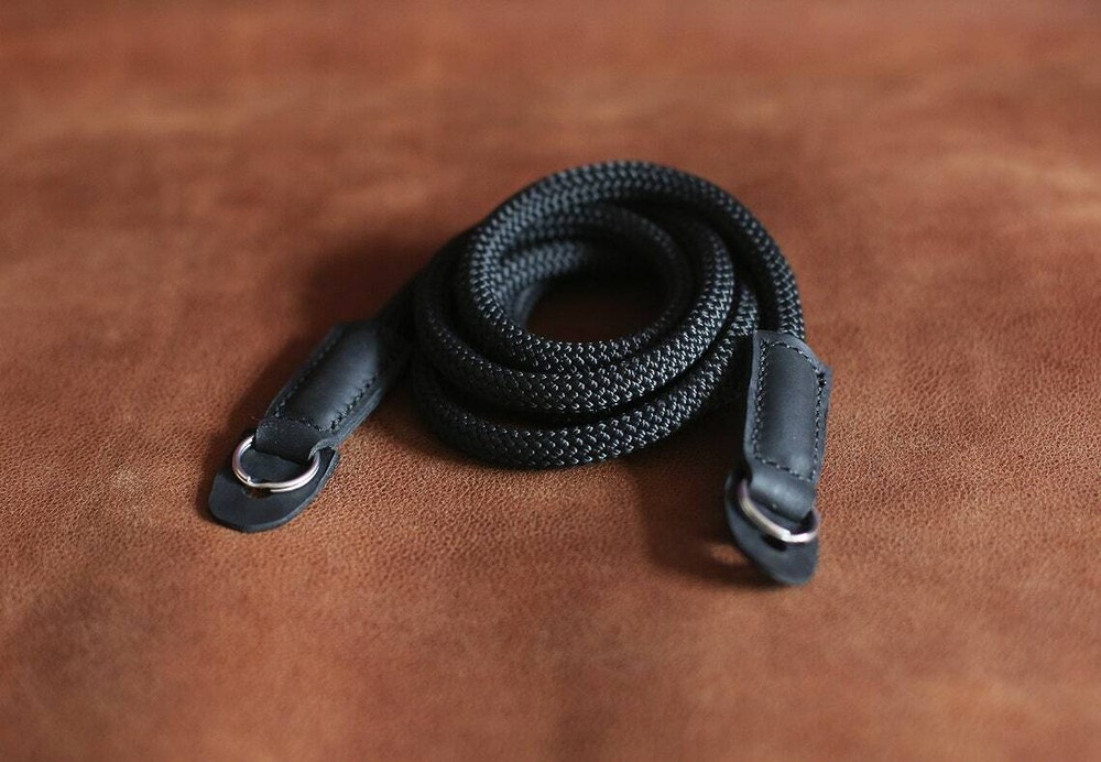 8mm black climbing rope handmade camera neck strap