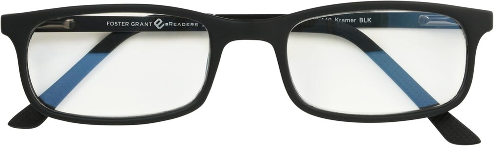 Foster Grant Men's Kramer e.Readers Reading Glasses Rectangular, Matte Black/Tra