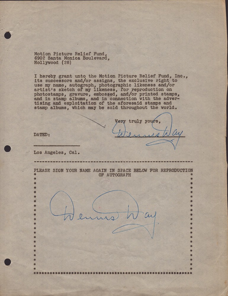DENNIS DAY - DOCUMENT DOUBLE SIGNED