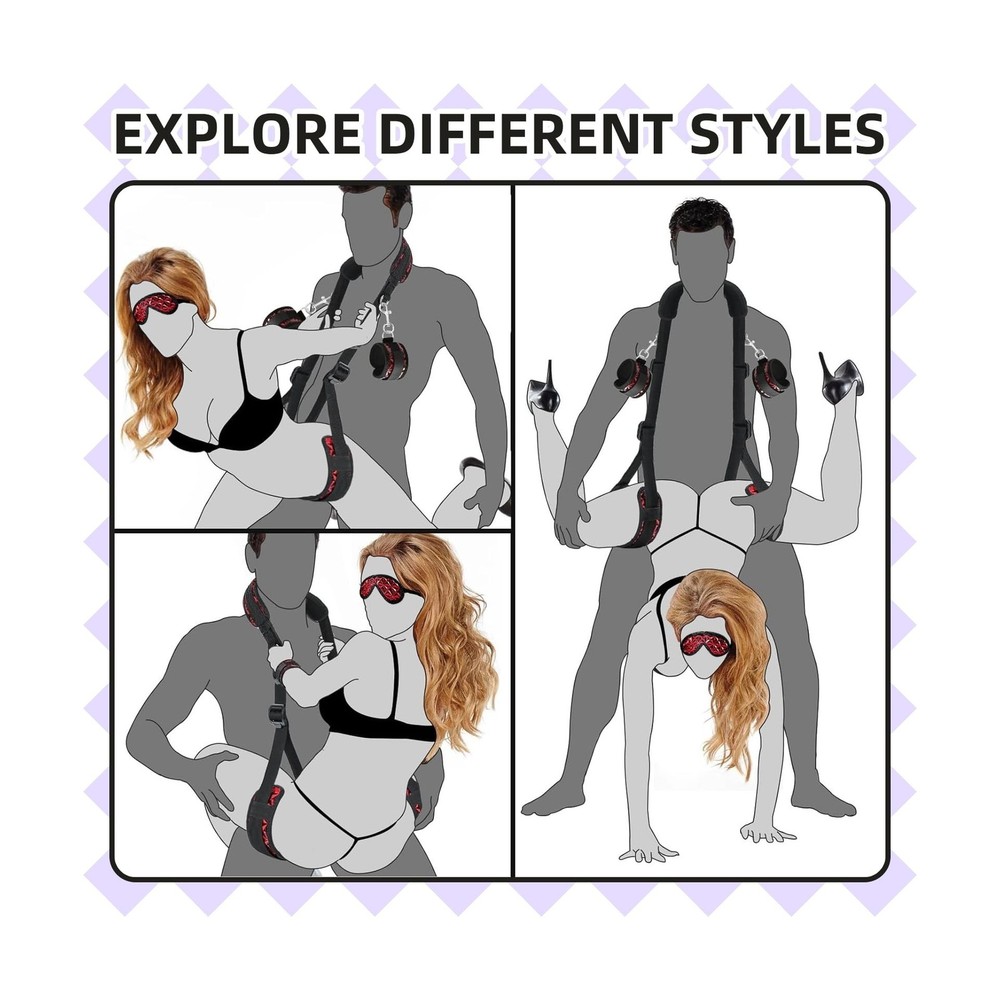 BDSM Restraints, Bondage Set, Handcuffs Restraint Kit with Blindfold, Adjusta...