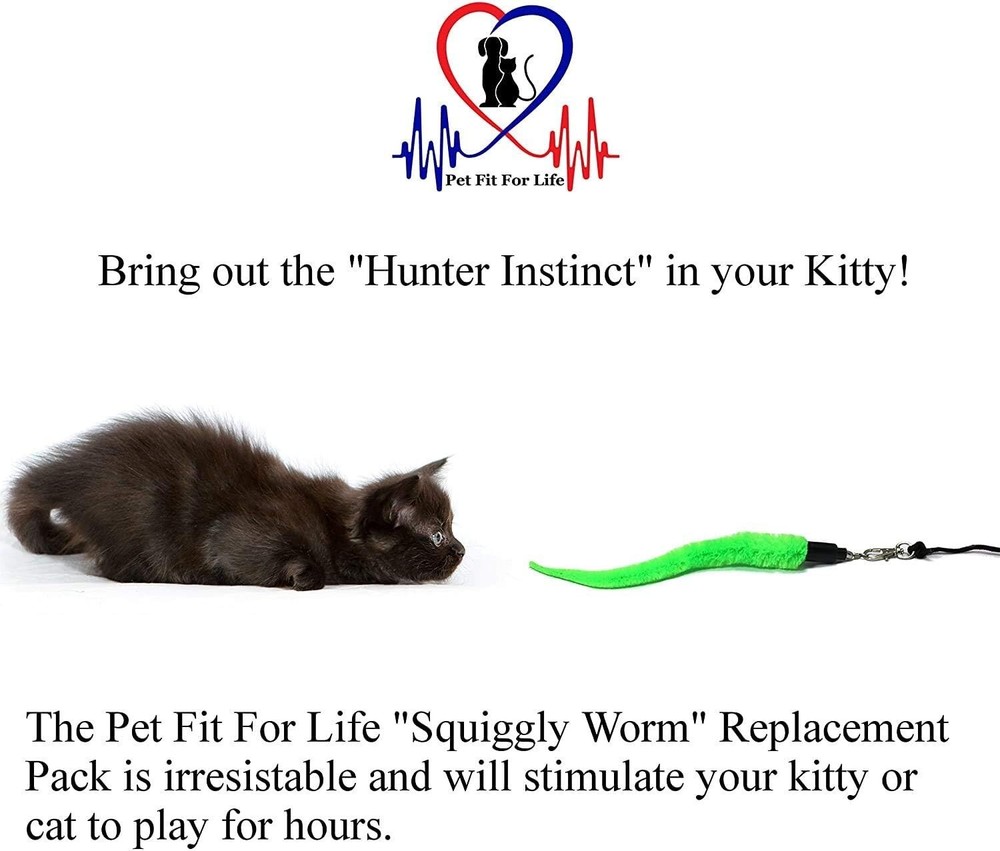 5-Piece Squiggly Worm Refill Pack for Interactive Cat Wands - Fun Guaranteed!