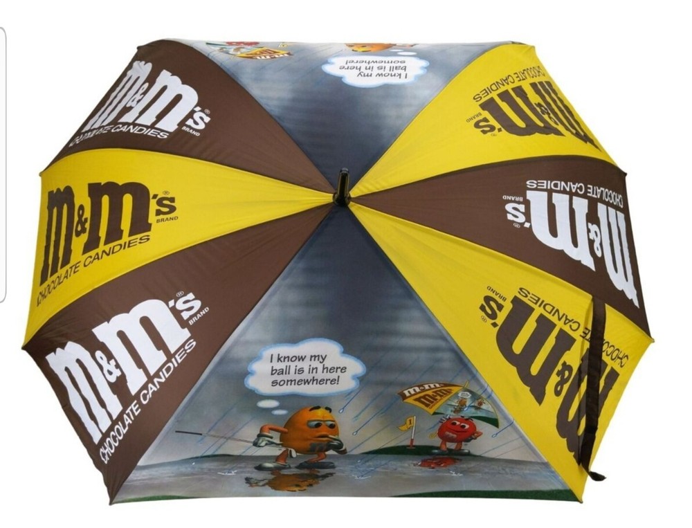 Collectable M & M Candy Umbrella Unique Oval Shape  " Golf  "