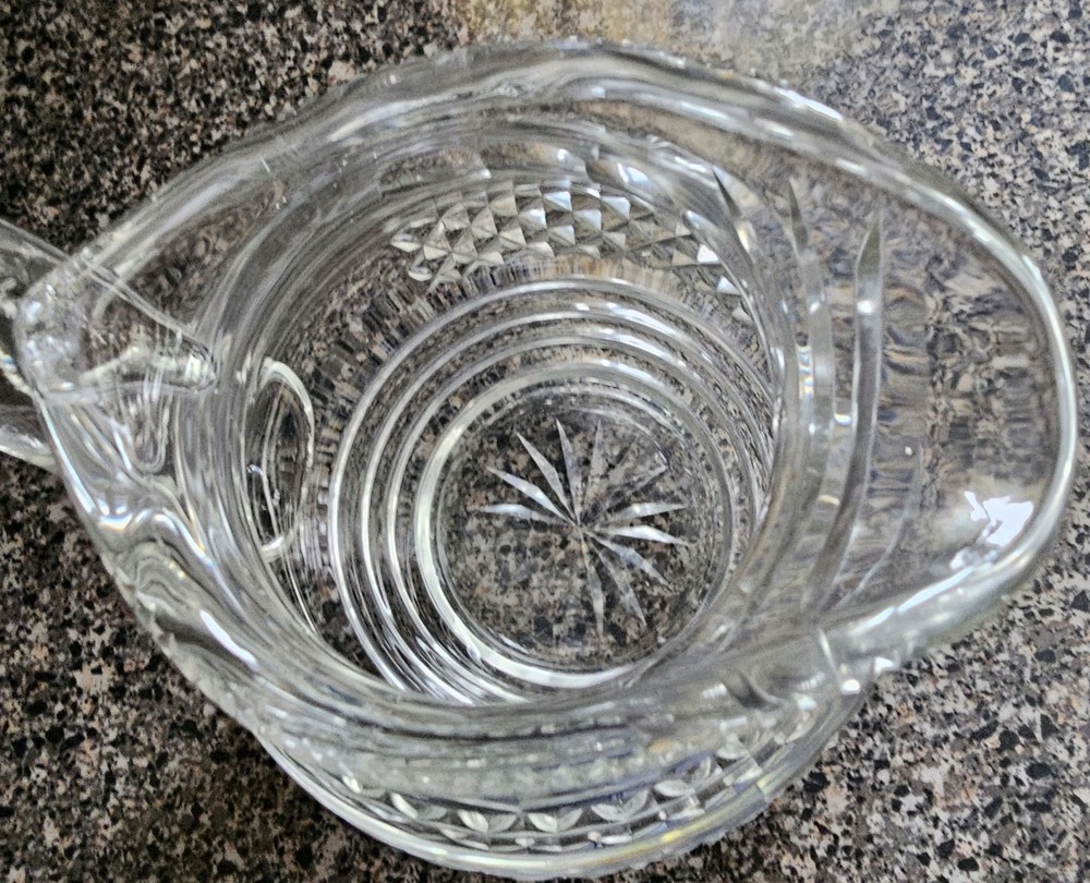 Mid Century Small Diamond Cut Glass Pitcher