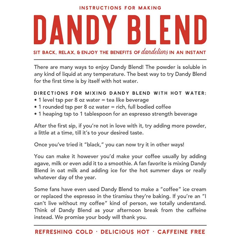 Dandy Blend Instant Herbal Beverage with Dandelion, 2 lbs.