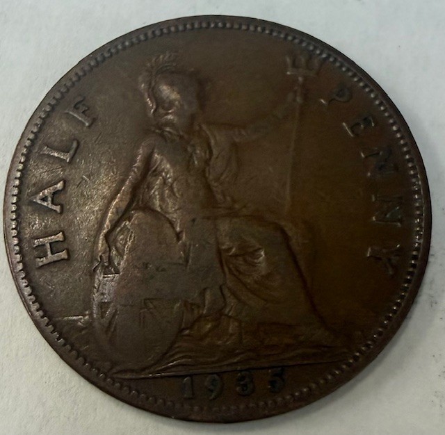 1935 Great Britain Half Penny Coin