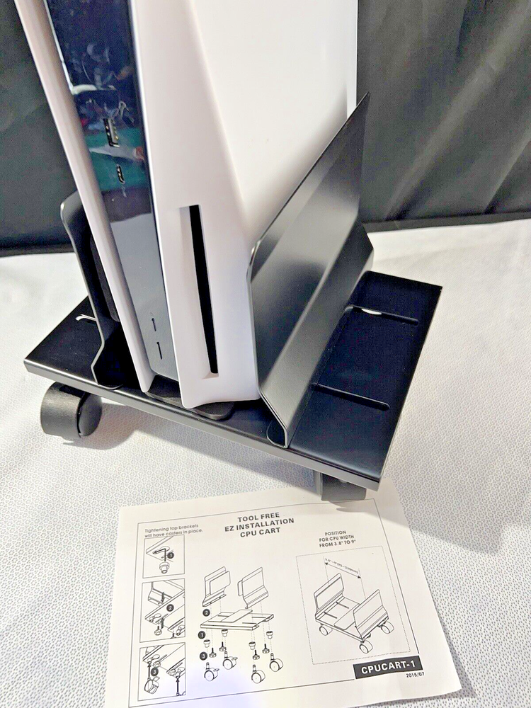 Gaming Console Computer Cart BLACK WITH CASTERS NIB