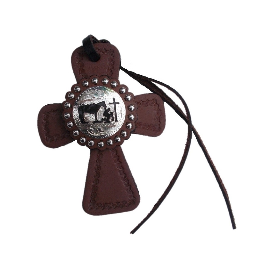 Medium Oil Leather Crosses  with Tooling and different Conchos