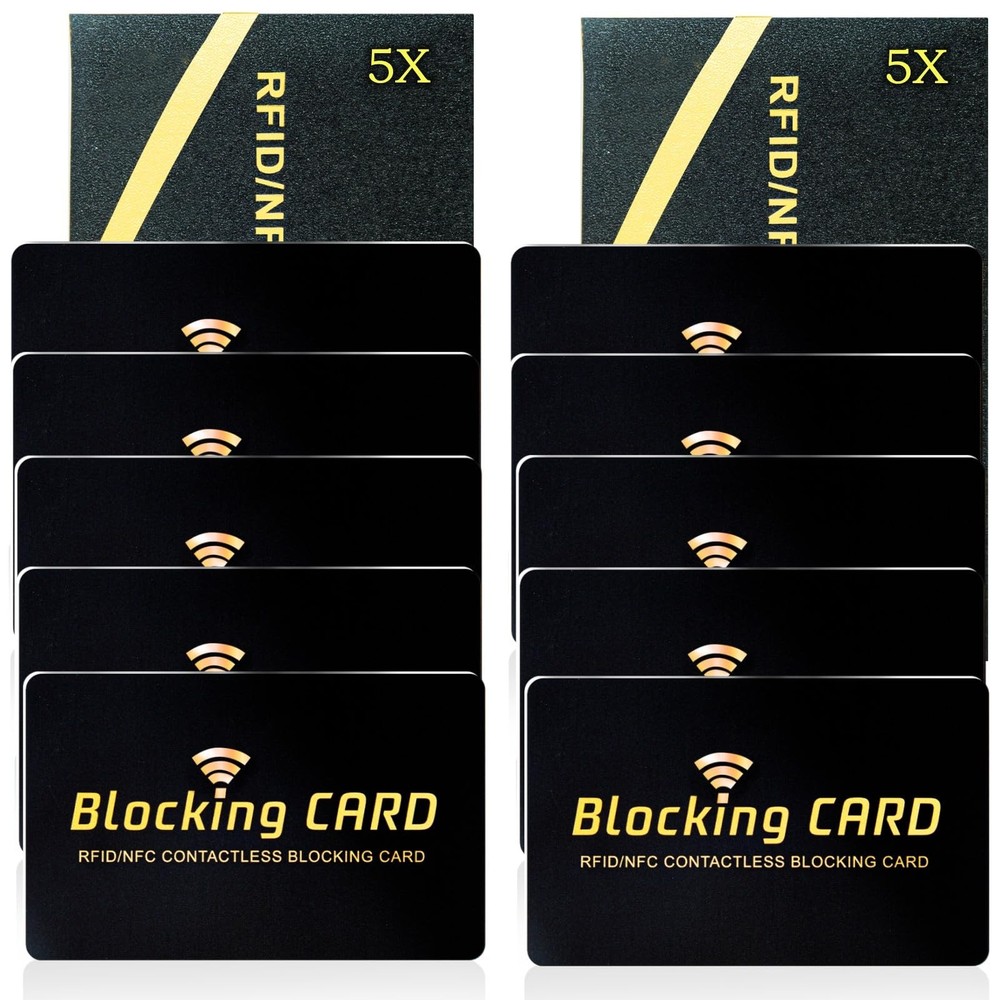 Linmxiy RFID Blocking Card 10 pack,One Protects Credit Size, Black