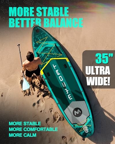 11'6"×34"×6" Extra Wide Inflatable Paddle Board, Stand Up green basic version