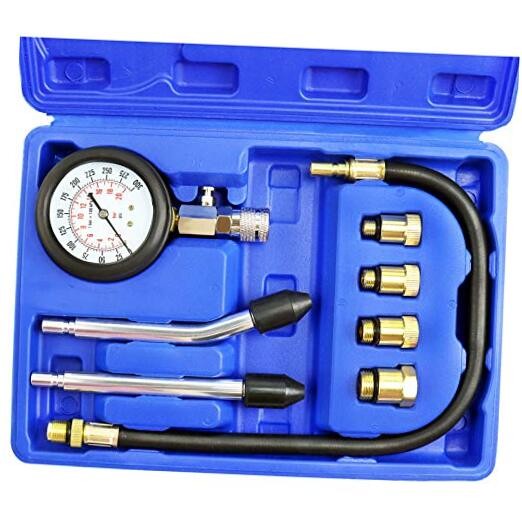 Engine Compression Tester Gauge Kit Cylinder Test Pressure Gage Tool Blue Case