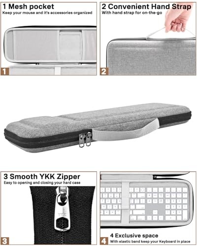 Hard Storage Case Compatible with Apple Magic Keyboard + Magic Mouse. Grey