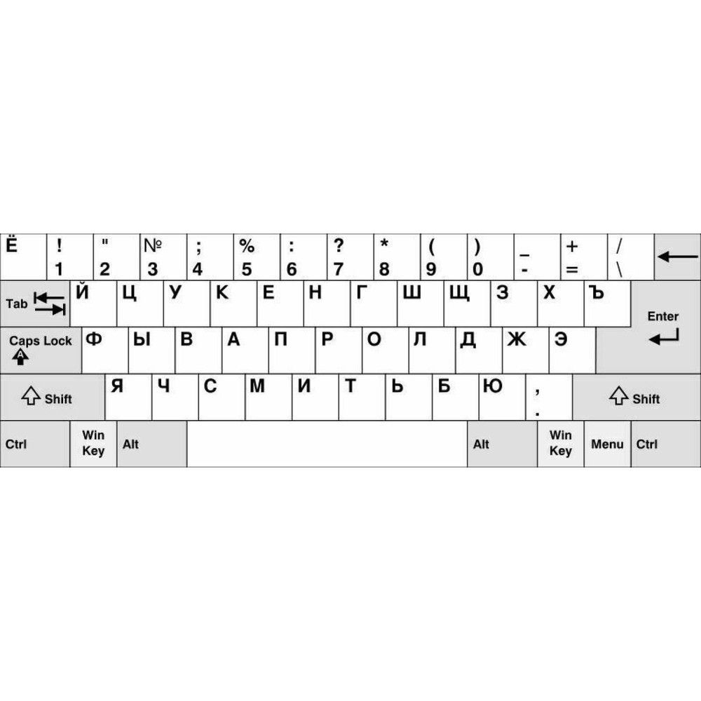 Russian Standard Keyboard Layout Sticker Orange Letters on Black Replacement C