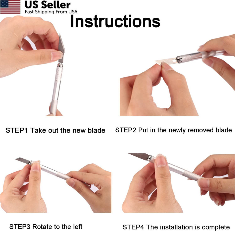 90PCS Knife Blades Precision Craft Set, for DIY Artwork, Silver