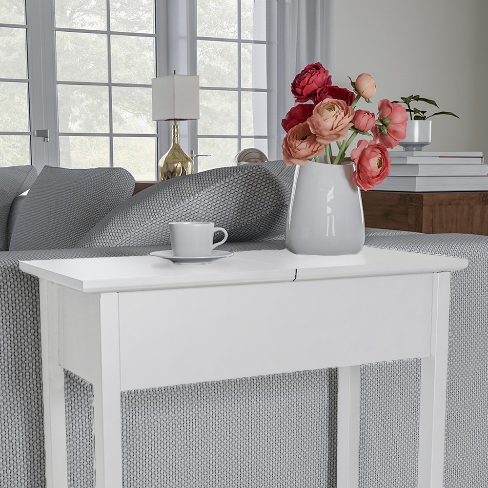 Narrow End Table W/ Storage Compartment & Shelf Black)