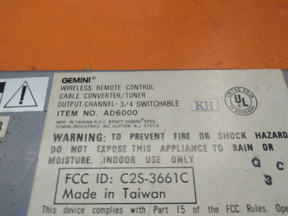 ⭐️⭐️⭐️⭐️⭐️ Gemini AD6000 Remote Control Cable Converter NO Remote